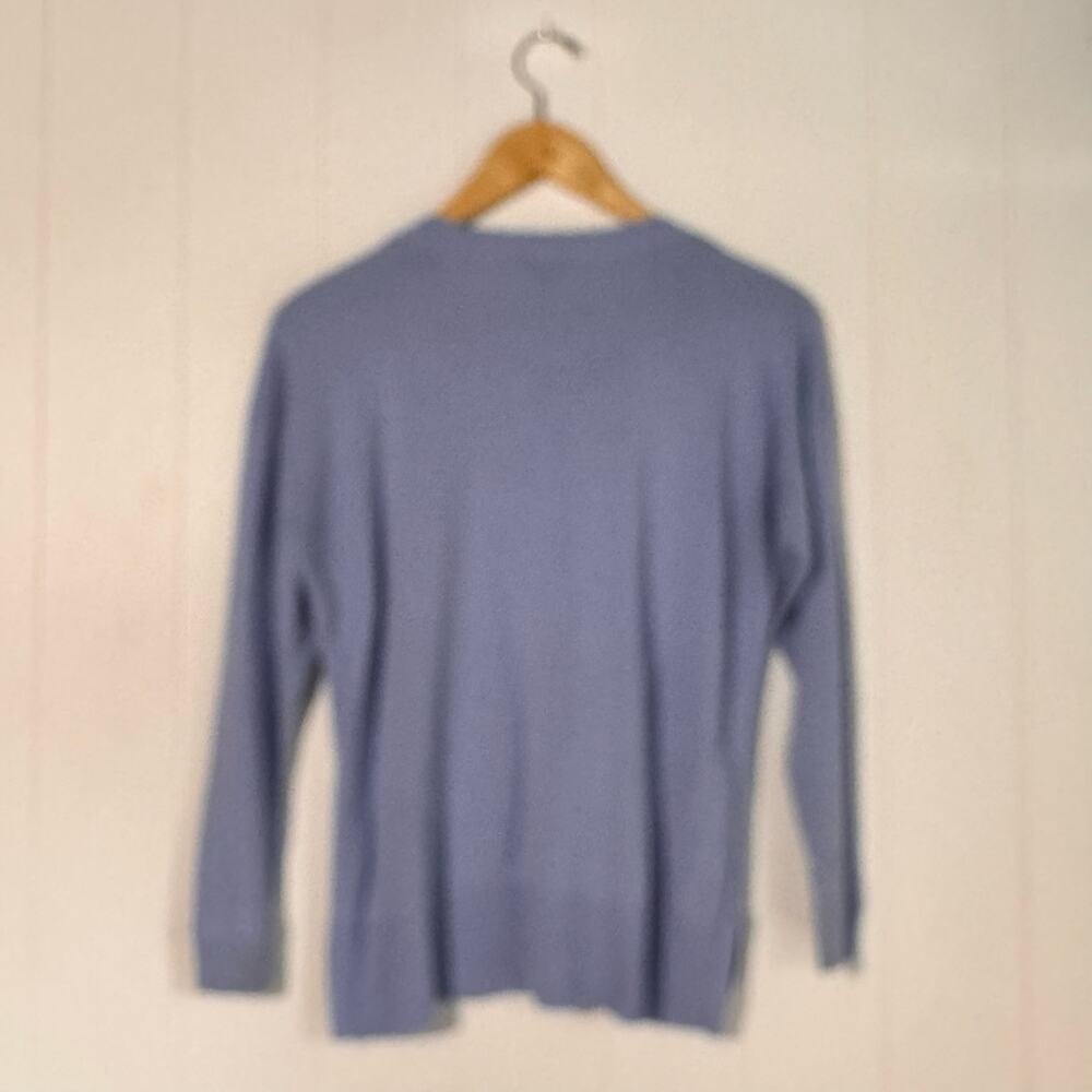 Talbots Petites Light Blue V Neck Lightweight Knit Sweater PM Soft Casual - Picture 4 of 6